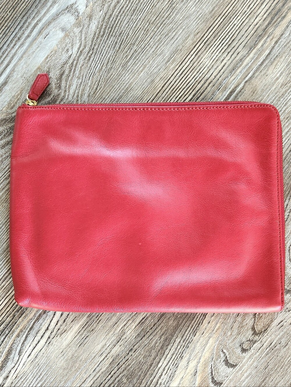 Mark And Graham Red Leather Commute Clutch Tech Organizer BagBag has Monogram